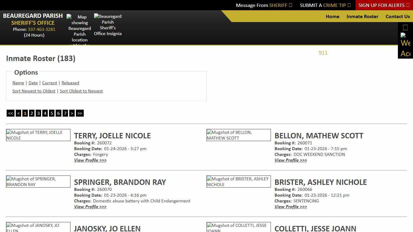 Inmate Roster - Current Inmates Booking Date Descending - Beauregard Parish Sheriff's Office