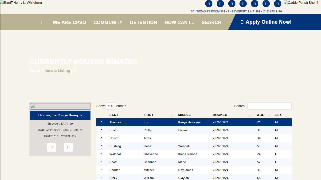 Caddo Correctional Center Inmates